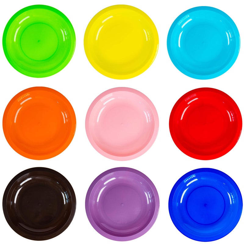 Youngever 7.5 Inch Plastic Plates, Small Kid Size, Kids Plates, Toddler Plates, Snack Plates, Microwave Safe, Dishwasher Safe, Set of 9 (Rainbow Colors) - Image 4